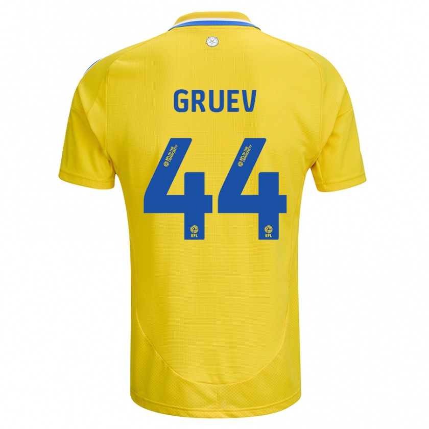 Kandiny Enfant Maillot Ilia Gruev #44 Jaune Bleu Tenues Extérieur 2024/25 T-Shirt