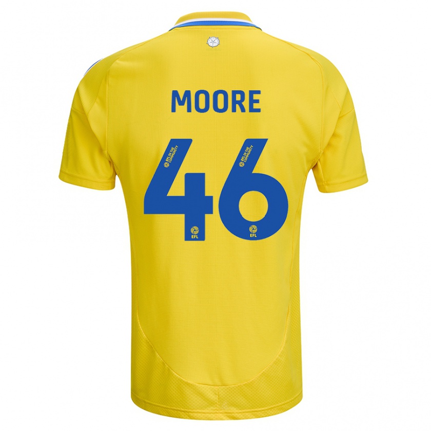 Kandiny Enfant Maillot Kris Moore #46 Jaune Bleu Tenues Extérieur 2024/25 T-Shirt