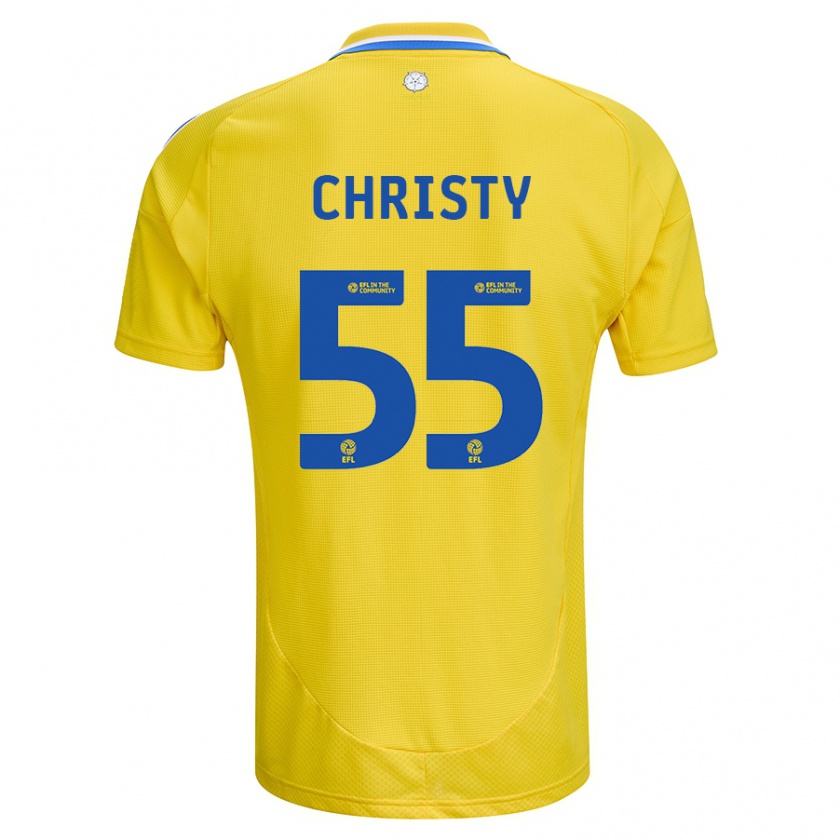 Kandiny Enfant Maillot Harry Christy #55 Jaune Bleu Tenues Extérieur 2024/25 T-Shirt