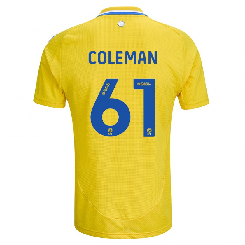 Kandiny Enfant Maillot Cian Coleman #61 Jaune Bleu Tenues Extérieur 2024/25 T-Shirt