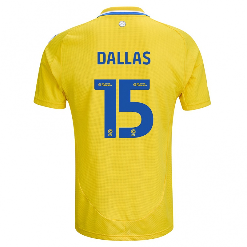 Kandiny Enfant Maillot Stuart Dallas #15 Jaune Bleu Tenues Extérieur 2024/25 T-Shirt