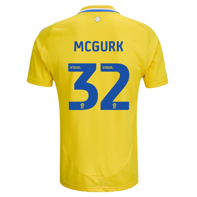 Kandiny Enfant Maillot Sean Mcgurk #32 Jaune Bleu Tenues Extérieur 2024/25 T-Shirt