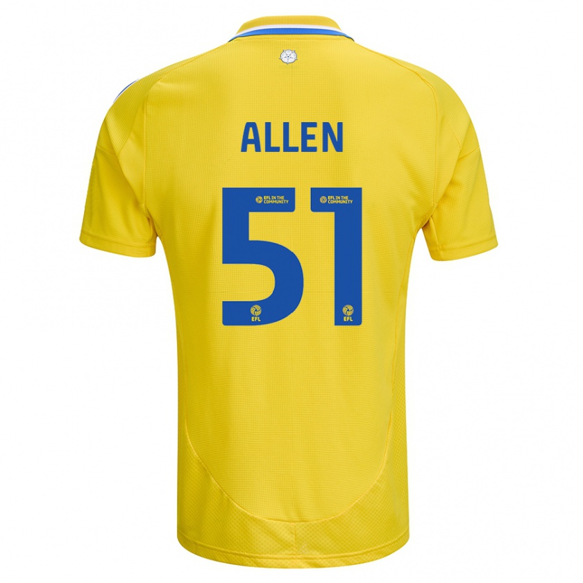 Kandiny Enfant Maillot Charlie Allen #51 Jaune Bleu Tenues Extérieur 2024/25 T-Shirt