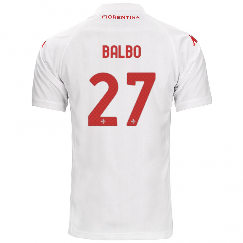 Kandiny Enfant Maillot Luis Balbo #27 Blanc Tenues Extérieur 2024/25 T-Shirt