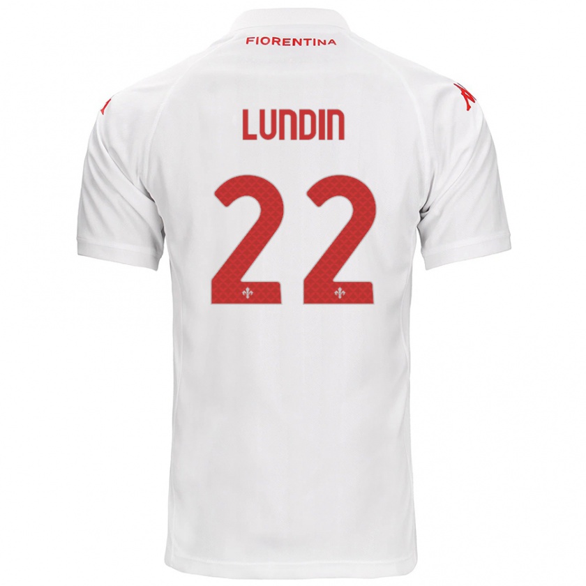 Kandiny Enfant Maillot Karin Lundin #22 Blanc Tenues Extérieur 2024/25 T-Shirt