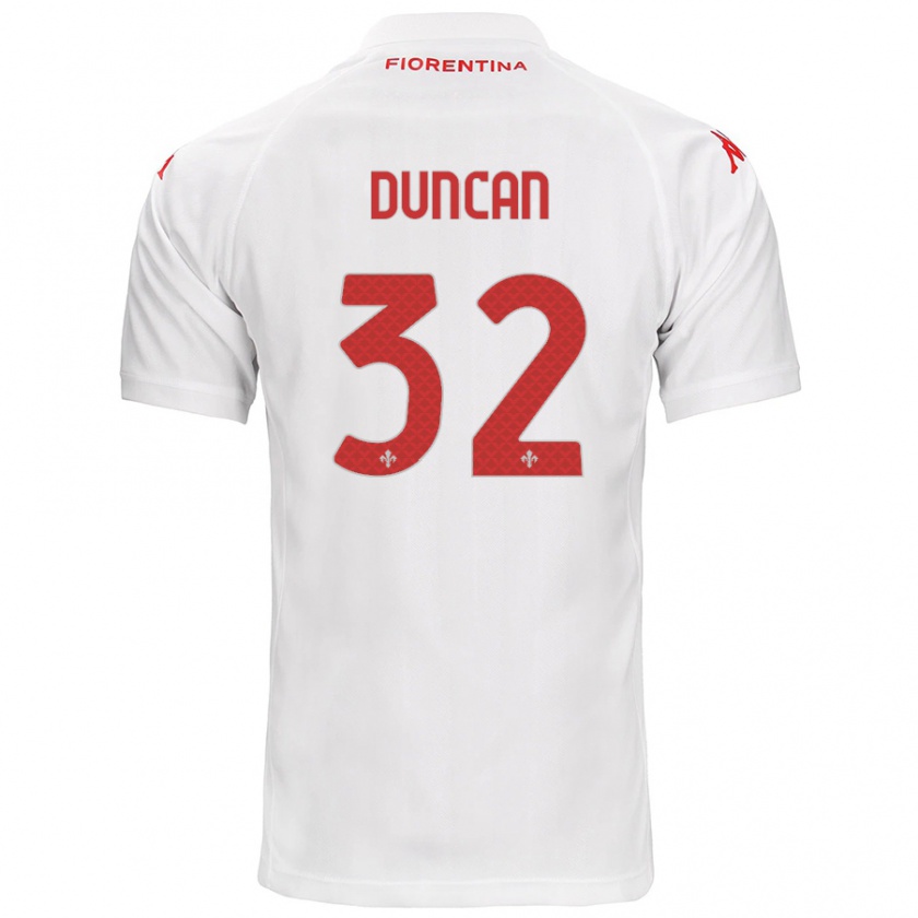 Kandiny Enfant Maillot Alfred Duncan #32 Blanc Tenues Extérieur 2024/25 T-Shirt