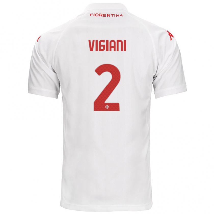 Kandiny Enfant Maillot Lorenzo Vigiani #2 Blanc Tenues Extérieur 2024/25 T-Shirt