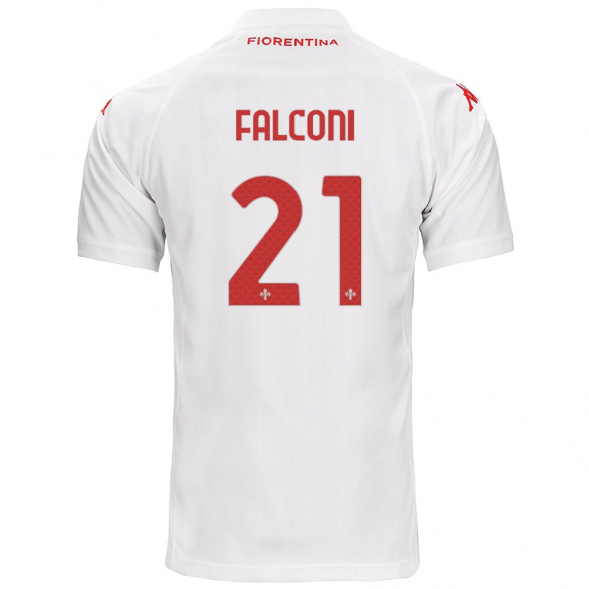 Kandiny Enfant Maillot Niccolò Falconi #21 Blanc Tenues Extérieur 2024/25 T-Shirt