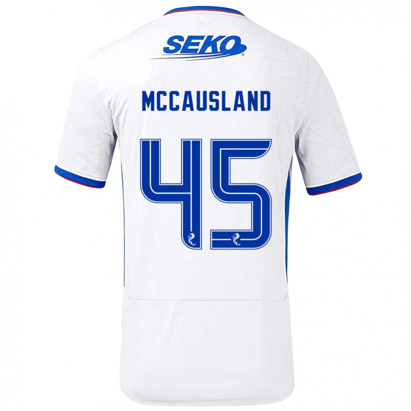 Kandiny Enfant Maillot Ross Mccausland #45 Blanc Bleu Tenues Extérieur 2024/25 T-Shirt