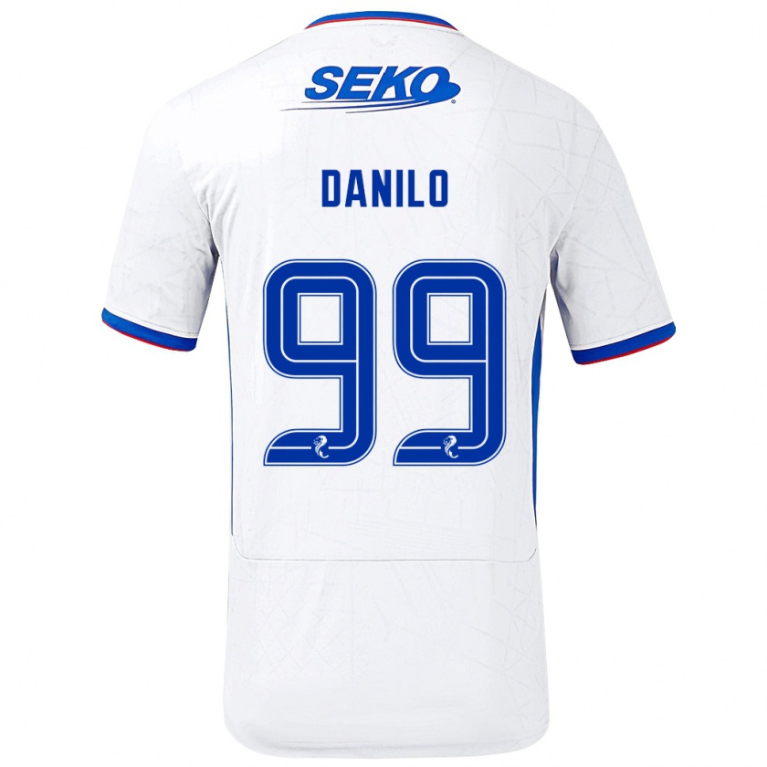 Kandiny Enfant Maillot Danilo #99 Blanc Bleu Tenues Extérieur 2024/25 T-Shirt