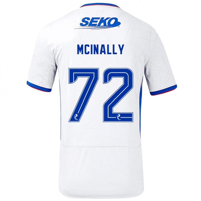 Kandiny Enfant Maillot Darren Mcinally #72 Blanc Bleu Tenues Extérieur 2024/25 T-Shirt