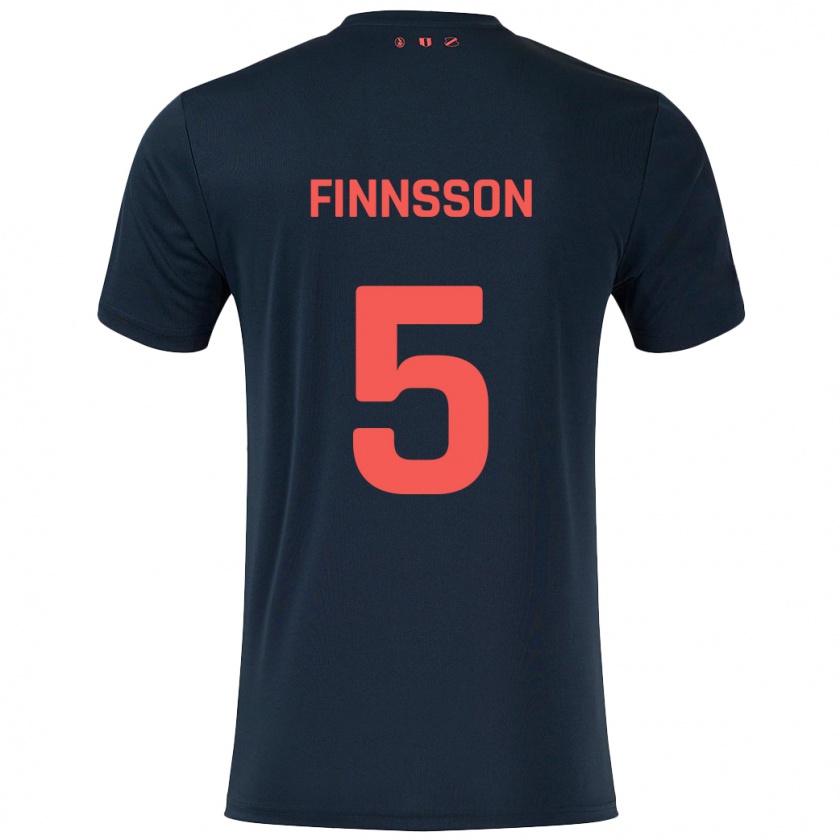 Kandiny Enfant Maillot Kolbeinn Finnsson #5 Noir Rouge Tenues Extérieur 2024/25 T-Shirt