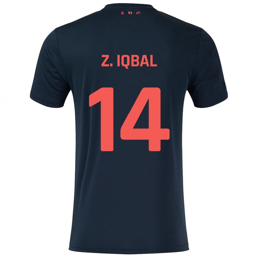 Kandiny Enfant Maillot Zidane Iqbal #14 Noir Rouge Tenues Extérieur 2024/25 T-Shirt