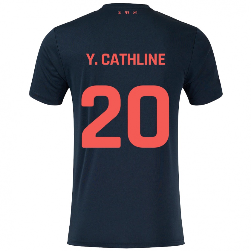 Kandiny Enfant Maillot Yoann Cathline #20 Noir Rouge Tenues Extérieur 2024/25 T-Shirt