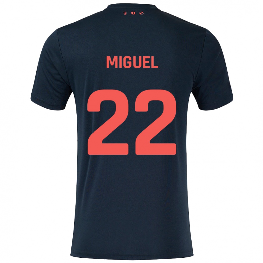 Kandiny Enfant Maillot Miguel Rodríguez #22 Noir Rouge Tenues Extérieur 2024/25 T-Shirt