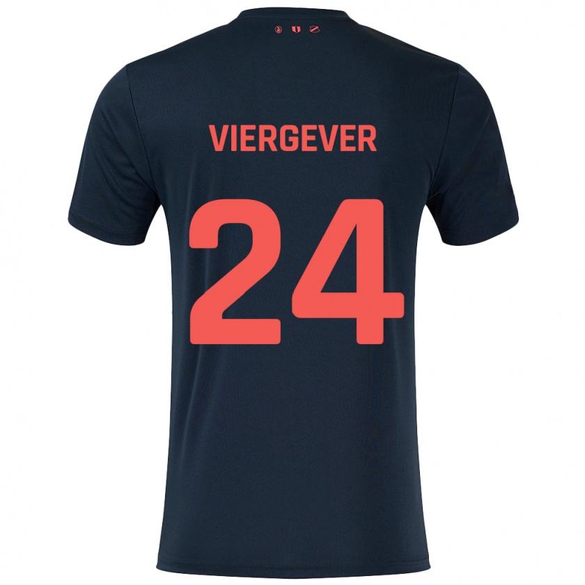 Kandiny Enfant Maillot Nick Viergever #24 Noir Rouge Tenues Extérieur 2024/25 T-Shirt