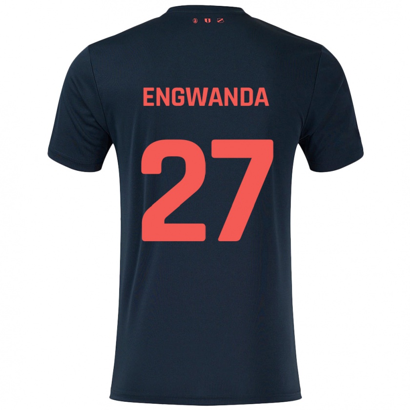 Kandiny Enfant Maillot Alonzo Engwanda #27 Noir Rouge Tenues Extérieur 2024/25 T-Shirt