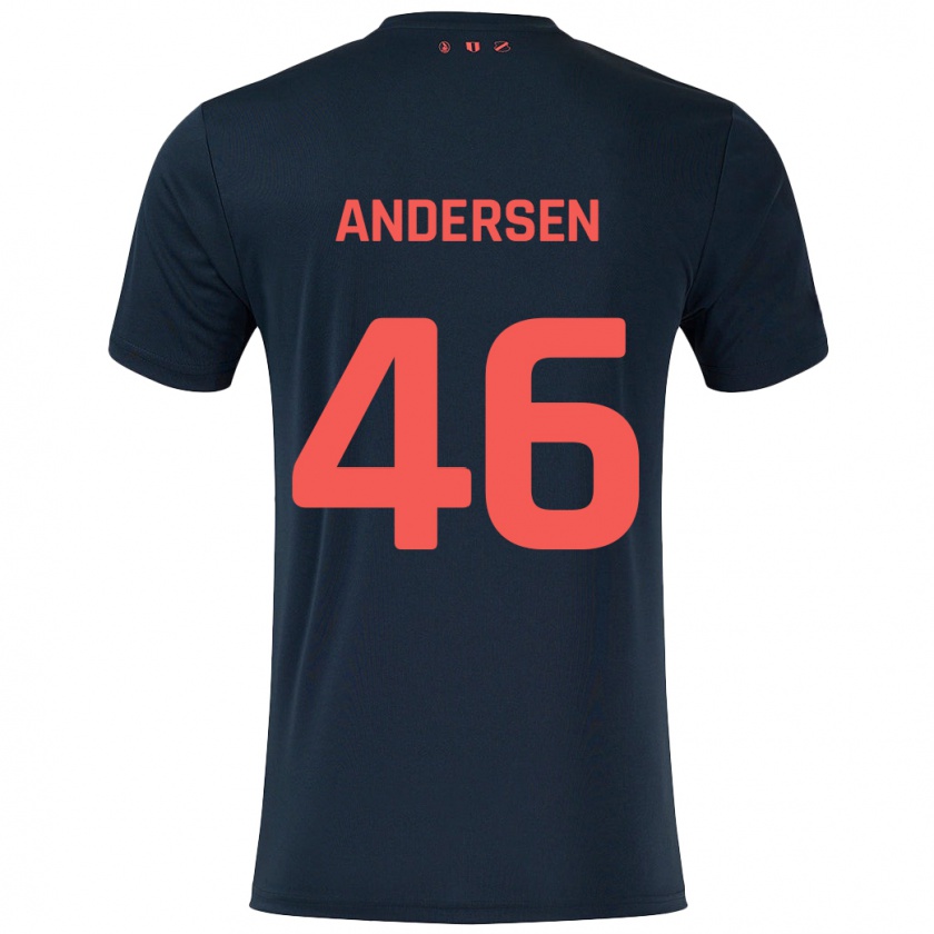 Kandiny Enfant Maillot Silas Andersen #46 Noir Rouge Tenues Extérieur 2024/25 T-Shirt