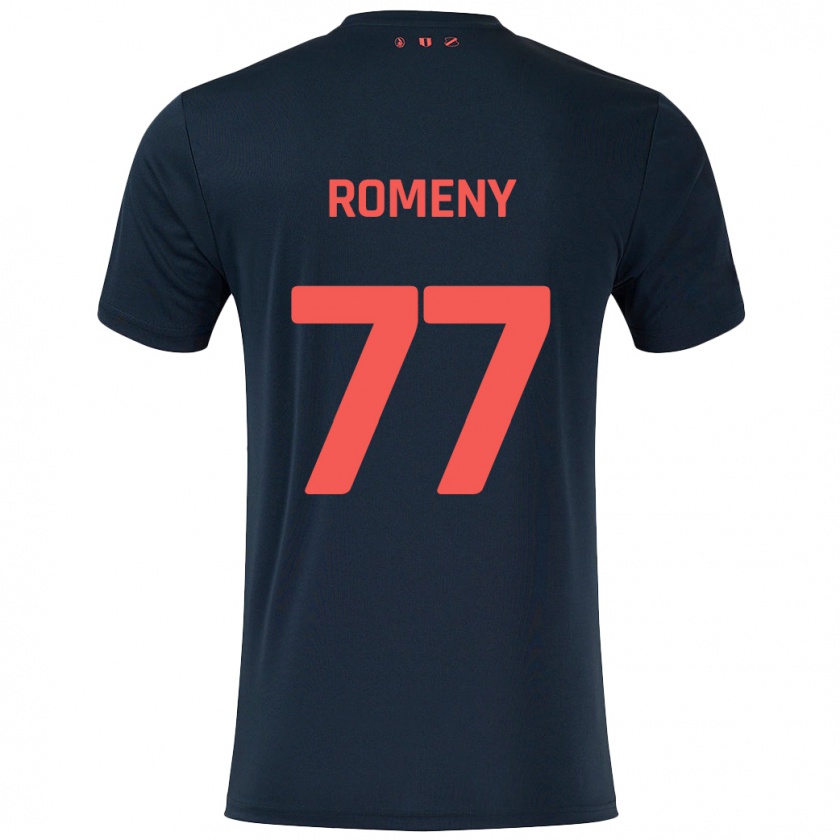 Kandiny Enfant Maillot Ole Romeny #77 Noir Rouge Tenues Extérieur 2024/25 T-Shirt