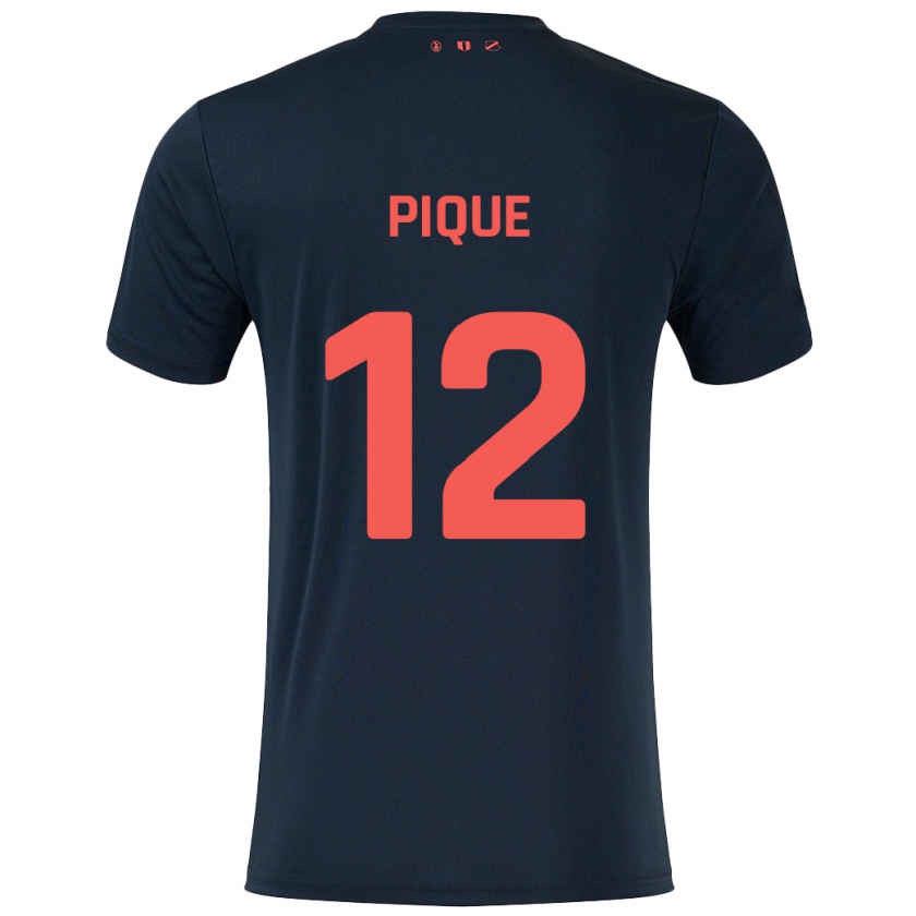 Kandiny Enfant Maillot Naomi Piqué #12 Noir Rouge Tenues Extérieur 2024/25 T-Shirt