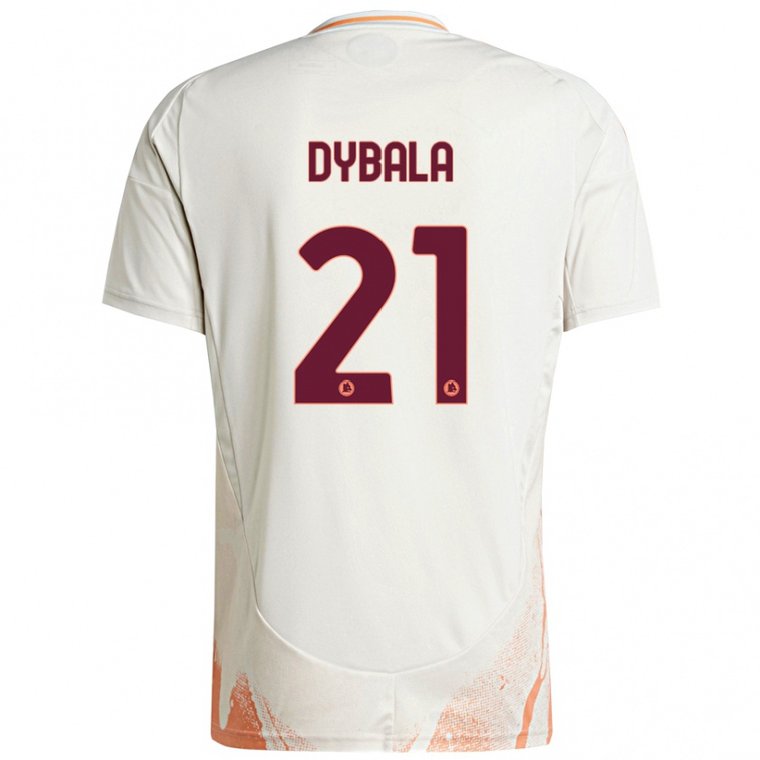 Kandiny Enfant Maillot Paulo Dybala #21 Crème Blanc Orange Tenues Extérieur 2024/25 T-Shirt