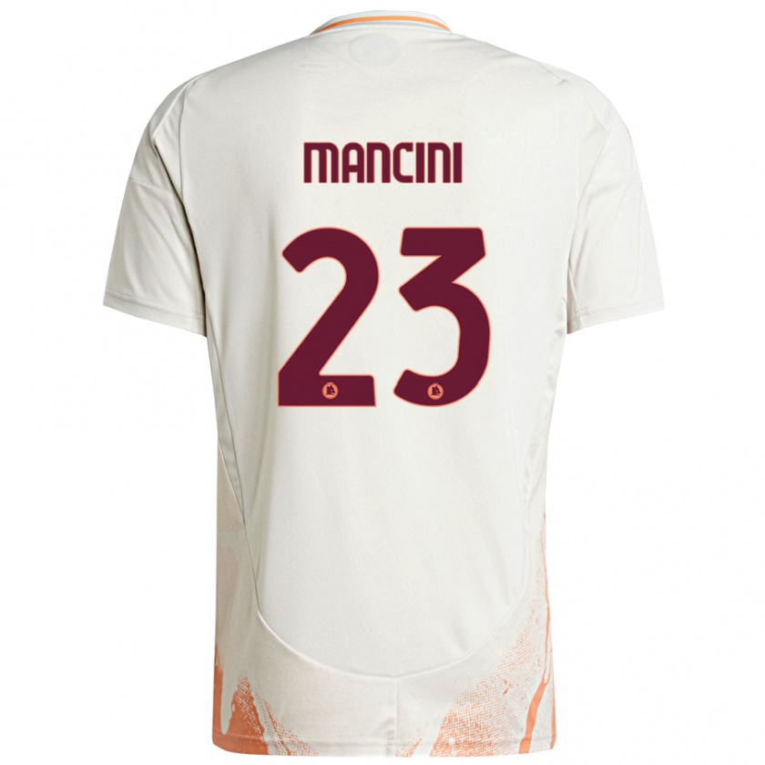 Kandiny Enfant Maillot Gianluca Mancini #23 Crème Blanc Orange Tenues Extérieur 2024/25 T-Shirt