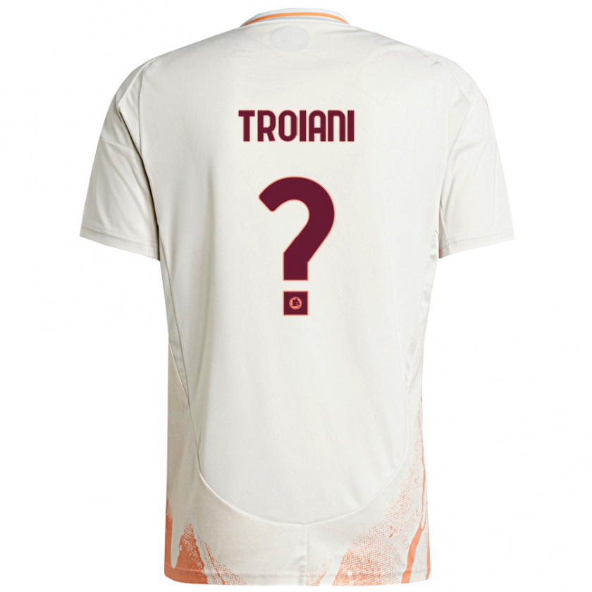 Kandiny Enfant Maillot Nicolò Troiani #0 Crème Blanc Orange Tenues Extérieur 2024/25 T-Shirt