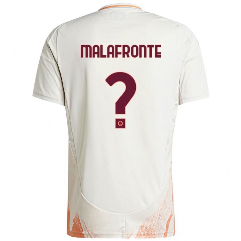 Kandiny Enfant Maillot Matteo Malafronte #0 Crème Blanc Orange Tenues Extérieur 2024/25 T-Shirt