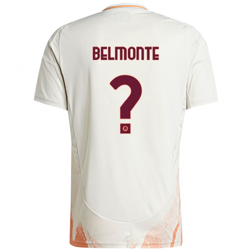 Kandiny Enfant Maillot Samuele Belmonte #0 Crème Blanc Orange Tenues Extérieur 2024/25 T-Shirt