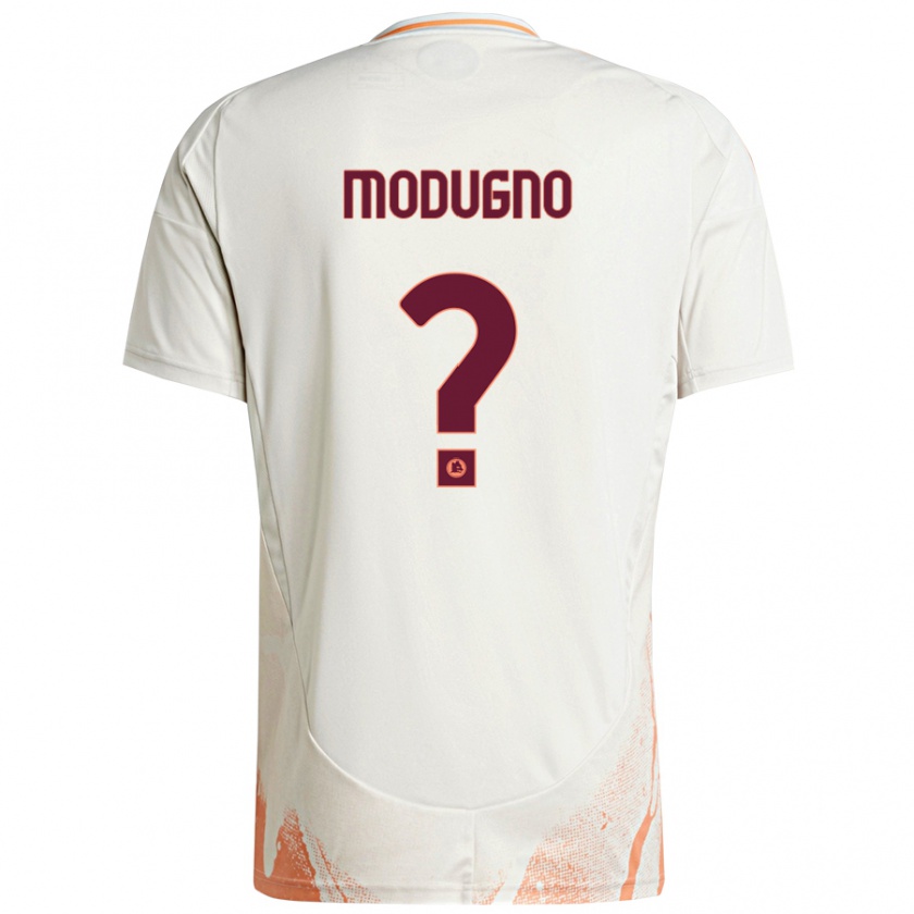 Kandiny Enfant Maillot Emanuele Modugno #0 Crème Blanc Orange Tenues Extérieur 2024/25 T-Shirt