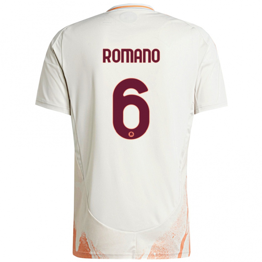 Kandiny Enfant Maillot Alessandro Romano #6 Crème Blanc Orange Tenues Extérieur 2024/25 T-Shirt