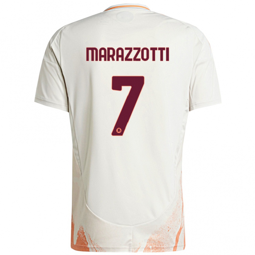 Kandiny Enfant Maillot Fabrizio Marazzotti #7 Crème Blanc Orange Tenues Extérieur 2024/25 T-Shirt