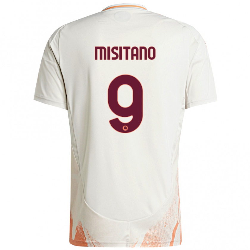 Kandiny Enfant Maillot Giulio Misitano #9 Crème Blanc Orange Tenues Extérieur 2024/25 T-Shirt