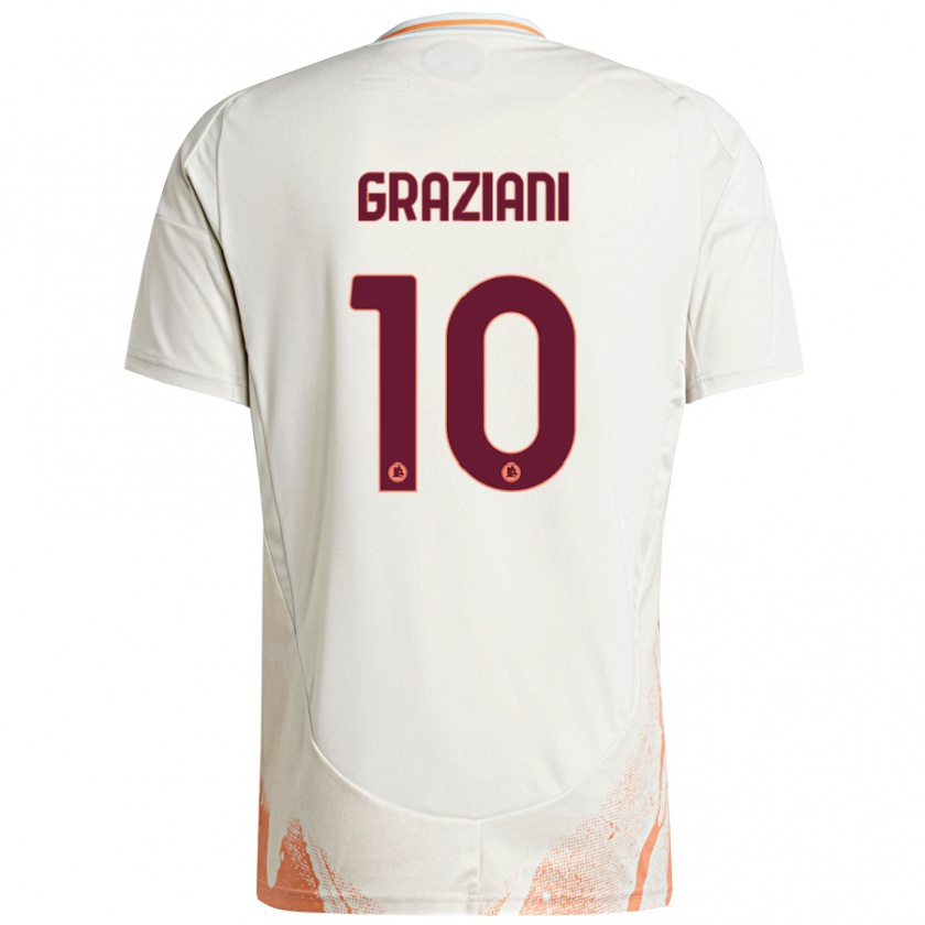 Kandiny Enfant Maillot Leonardo Graziani #10 Crème Blanc Orange Tenues Extérieur 2024/25 T-Shirt