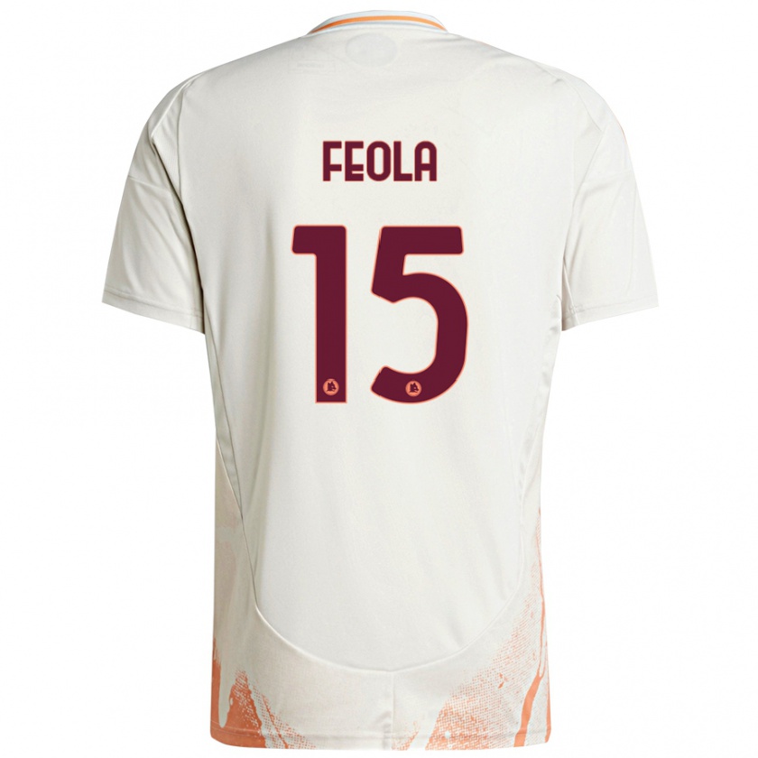 Kandiny Enfant Maillot William Feola #15 Crème Blanc Orange Tenues Extérieur 2024/25 T-Shirt