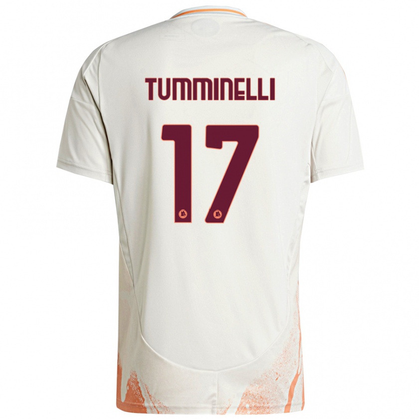 Kandiny Enfant Maillot Gianmarco Tumminelli #17 Crème Blanc Orange Tenues Extérieur 2024/25 T-Shirt