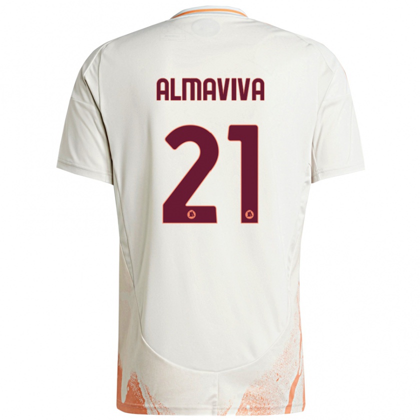 Kandiny Enfant Maillot Mattia Almaviva #21 Crème Blanc Orange Tenues Extérieur 2024/25 T-Shirt