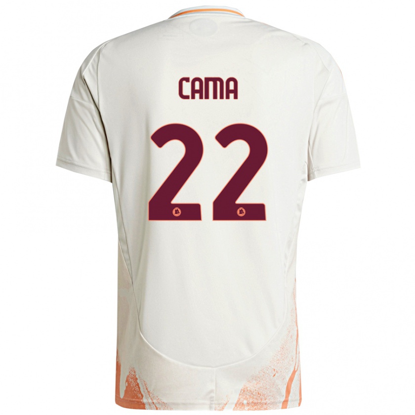 Kandiny Enfant Maillot Cristian Cama #22 Crème Blanc Orange Tenues Extérieur 2024/25 T-Shirt