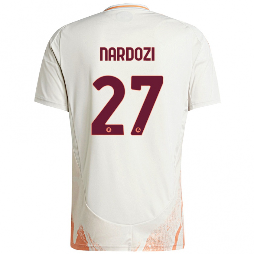 Kandiny Enfant Maillot Manuel Nardozi #27 Crème Blanc Orange Tenues Extérieur 2024/25 T-Shirt