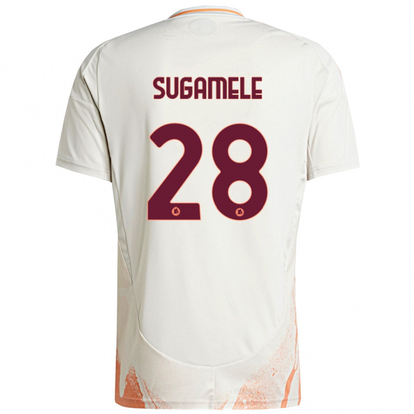 Kandiny Enfant Maillot Alessandro Sugamele #28 Crème Blanc Orange Tenues Extérieur 2024/25 T-Shirt