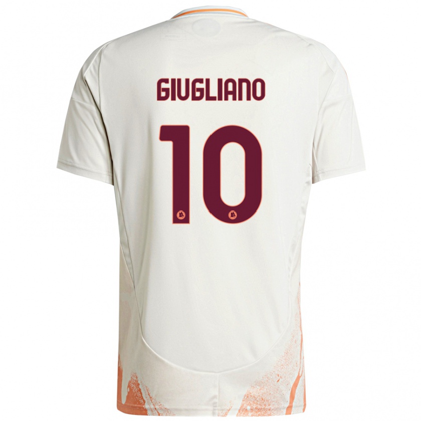 Kandiny Enfant Maillot Manuela Giugliano #10 Crème Blanc Orange Tenues Extérieur 2024/25 T-Shirt