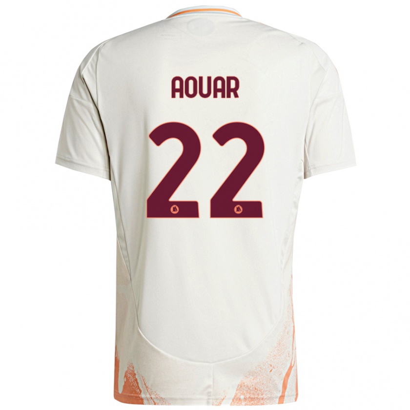 Kandiny Enfant Maillot Houssem Aouar #22 Crème Blanc Orange Tenues Extérieur 2024/25 T-Shirt