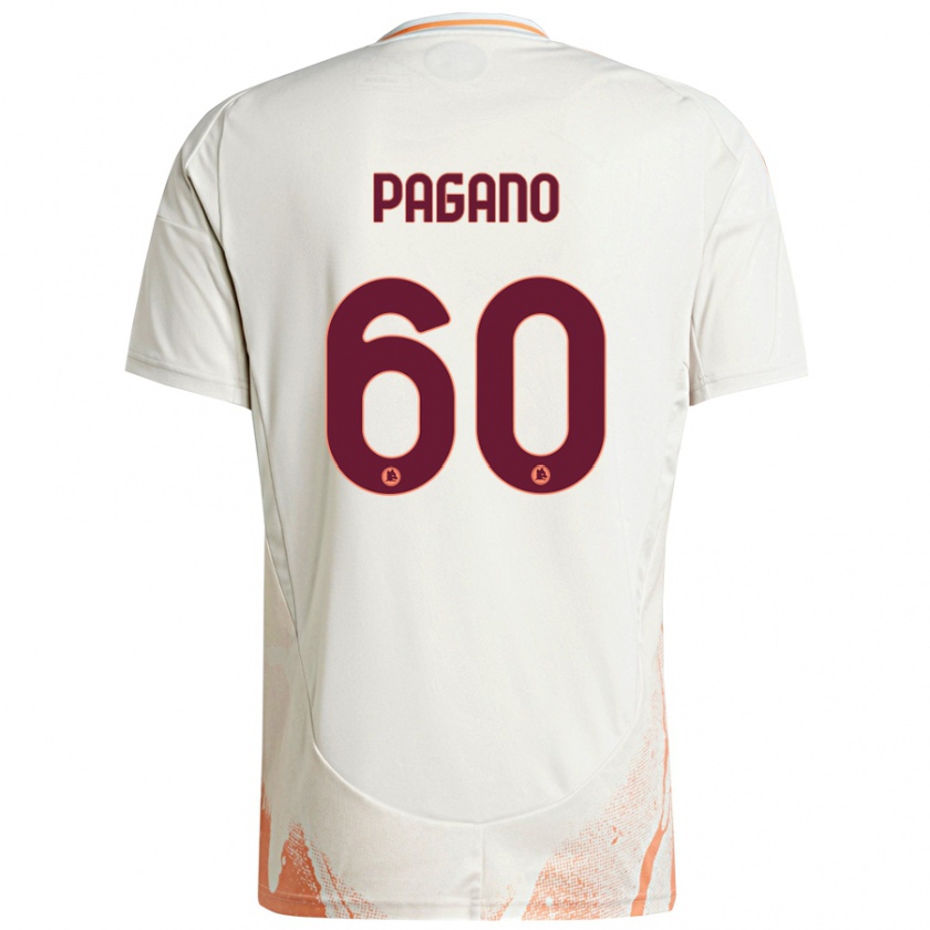 Kandiny Enfant Maillot Riccardo Pagano #60 Crème Blanc Orange Tenues Extérieur 2024/25 T-Shirt