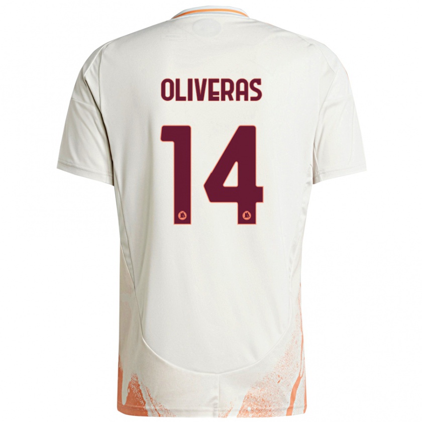 Kandiny Enfant Maillot Jan Oliveras #14 Crème Blanc Orange Tenues Extérieur 2024/25 T-Shirt