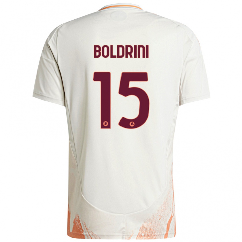 Kandiny Enfant Maillot Mattia Boldrini #15 Crème Blanc Orange Tenues Extérieur 2024/25 T-Shirt