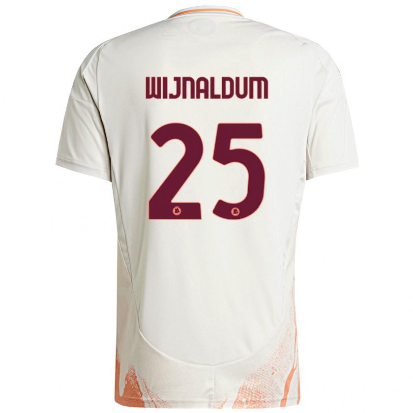 Kandiny Enfant Maillot Georginio Wijnaldum #25 Crème Blanc Orange Tenues Extérieur 2024/25 T-Shirt