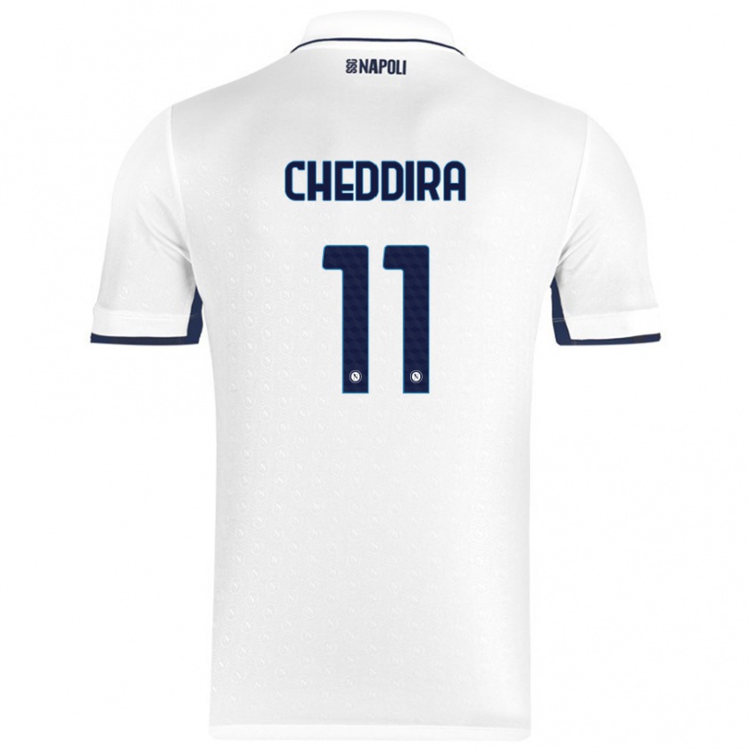 Kandiny Enfant Maillot Walid Cheddira #11 Blanc Bleu Royal Tenues Extérieur 2024/25 T-Shirt