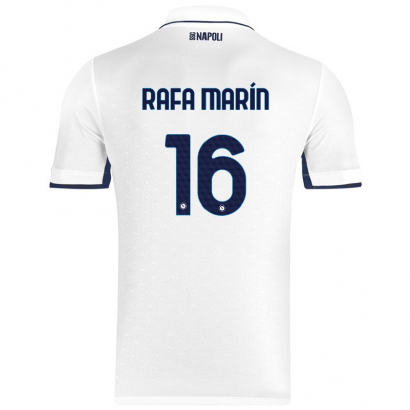 Kandiny Enfant Maillot Rafa Marín #16 Blanc Bleu Royal Tenues Extérieur 2024/25 T-Shirt