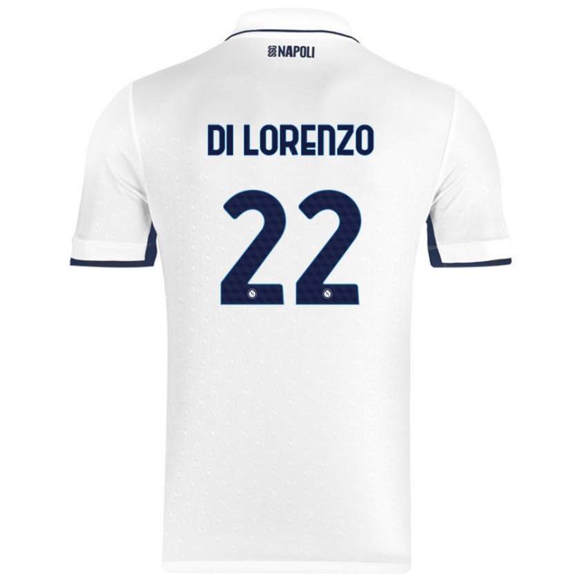 Kandiny Enfant Maillot Giovanni Di Lorenzo #22 Blanc Bleu Royal Tenues Extérieur 2024/25 T-Shirt