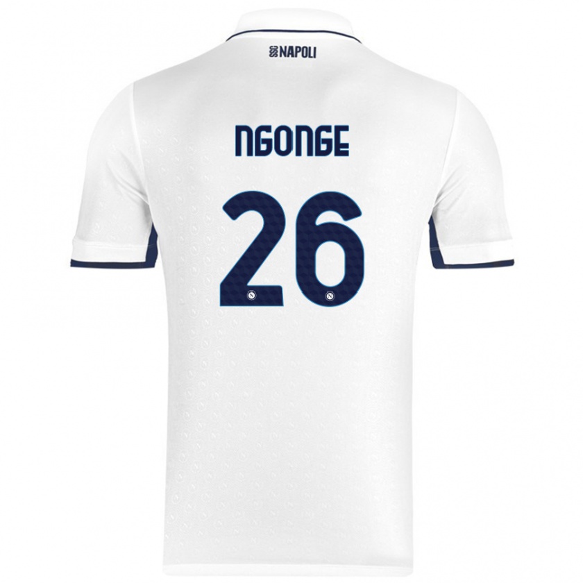 Kandiny Enfant Maillot Cyril Ngonge #26 Blanc Bleu Royal Tenues Extérieur 2024/25 T-Shirt